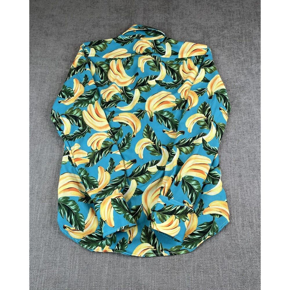 Seaplane Shirt Mens (2xs) Blue Yellow Bananas Dammit Lightweight Button Casual View 3